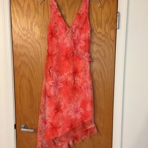Coral Hawaiian floral dress